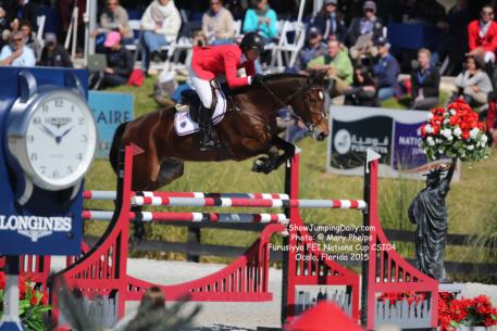 Beezie Madden (Cazenova, N.Y.) with Abigail Wexner's 16-year-old KWPN gelding Simon (by Mr. Blue x Polydox) Photo: © Mary Phelps