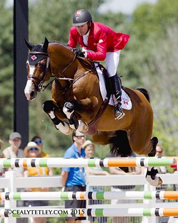 Eric Lamaze and Coco Bongo, owned by Artisan Farms LLC, thrilled the home crowd by jumping clear in the second round to secure Canada’s 2016 Rio Olympic qualification. Photo © Cealy Tetley - www.tetleyphoto.com