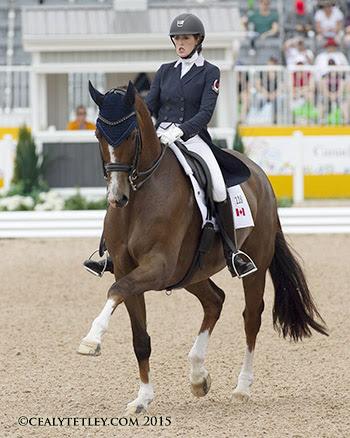Brittany Fraser of New Glasgow, NS, is currently ranked second individually with All In in dressage competition at the 2015 Pan American Games. (Photo©: Cealy Tetley - www.tetleyphoto.com)
