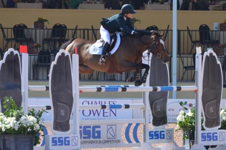 Kelsey Thatcher and Athena in the High Amateur Owner Jumper Classic at WEF. Thatcher finished first and second with Everything and Athena respectively. Photo by ChicagoEquestrian. 