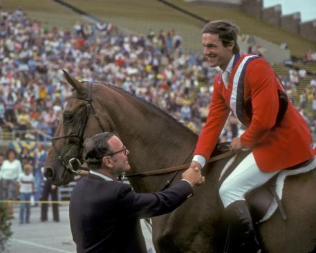  Fitz Dixon congratulates Michael Matz after his win on Jet Run in the 1978 American Gold Cup.