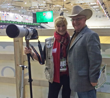 Markel's Mary Phelps with Markel's Frank Constantini at the Reining Final at the Alltech/FEI World Equestrian Games 2014, Normandy