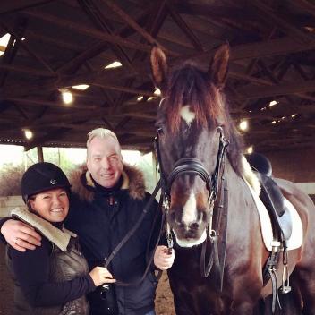 Happy trio: Susan and Kam with trainer Dennis Callin who commutes from England to California to provide coaching.