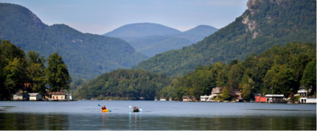 Scenic lakefront view at the Lodge on Lake Lure 