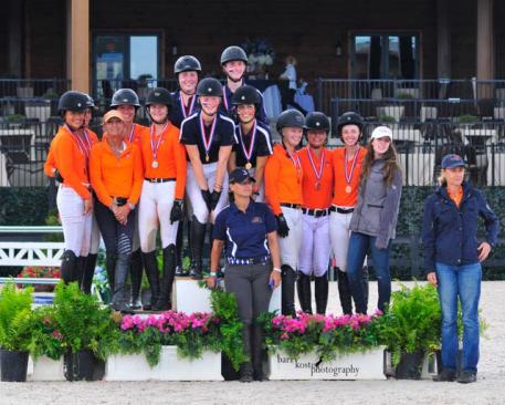 Zone 3 Team 1 captures Children's Team Gold at the 2015 USHJA Children's and Adult Amateur Jumper South Regional Championships. (Photo: Barry Kost Photography)