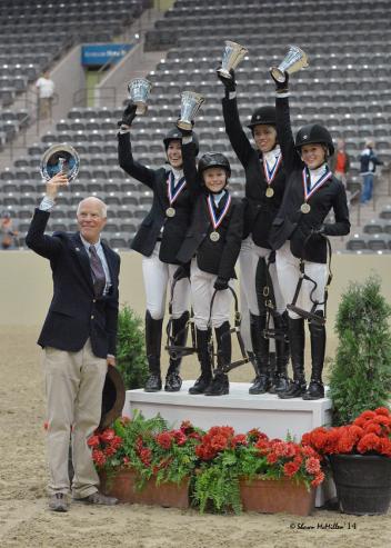 U.S. Pony Club Chef D'Equipe Richard Lamb and riders (l to r) Lizzy Simonian, Genevieve Muson, Magdalene Mann, and Julianna Empie (Shawn McMillen Photography)
