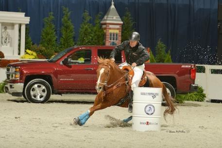 Show jumper Aaron Vale participated in last year's Celebrity Barrel Racing. Photo copyright Shawn McMillen Photography. 