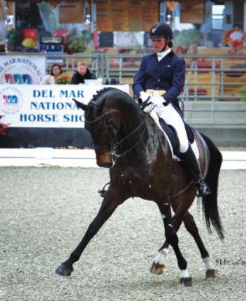 Olympian, Adrienne Lyle, competing with her horse Wizard, at the Del Mar National Horse Show