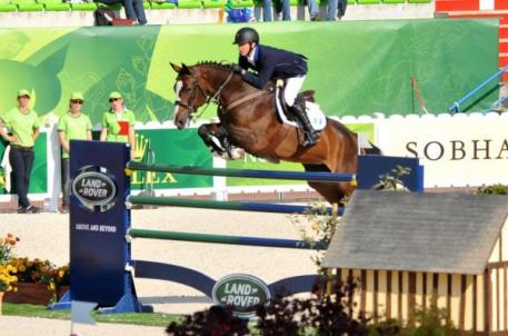 Alvaro Tejada and Voltaral Palo Blanco competing at the 2014 World Equestrian Games