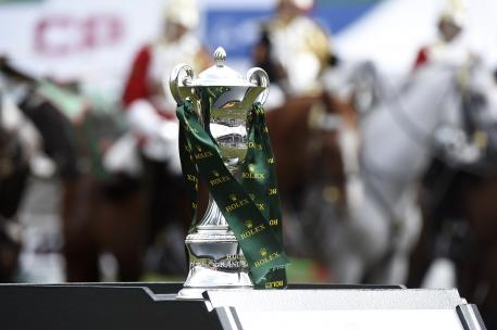 The Rolex Grand Slam Trophy in the "International Ring" of Spruce Meadows.