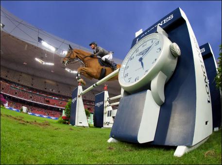 Ludger Beerbaum (GER) and his borrowed horse “Leonidas” at the “Longines Equestrian Beijing Masters” Grand Prix.