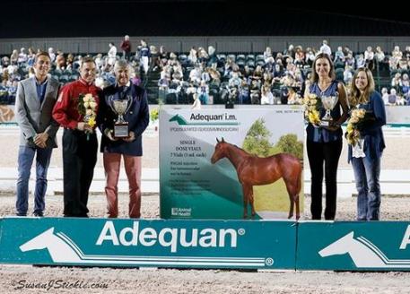 The Adequan® Owner Awards, Josh Zorn of ESP, Allyn Mann of Adequan®, Mike Collins, Adrienne Lyle, and Katie Johnson. (Photo: Susan J Stickle)