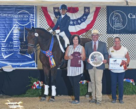 Akiko Yamazaki of Los Altos Hills, Cal.  found her way to the winner’s circle with her KWPN gelding Chopin R after scoring 71.118% in the Great American/USDF Region 7 Intermediaire I Adult Amateur Championship.