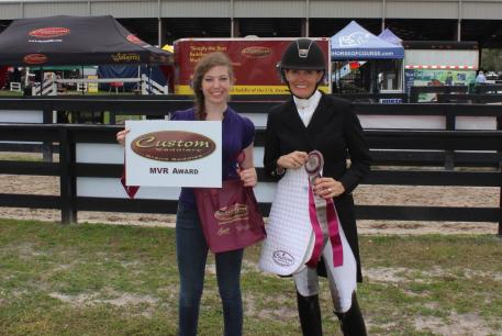 Dressage Olympian Ashley Holzer wins the Custom Saddlery MVR Award at the Adequan Global Dressage Festival
