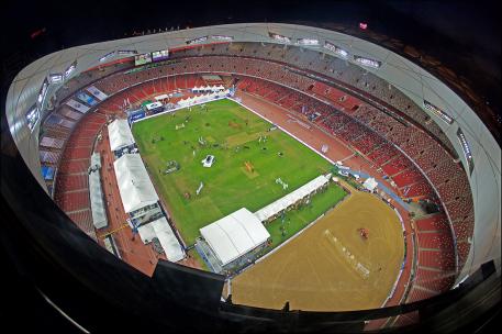the “Bird’s Nest” under floodlights. T