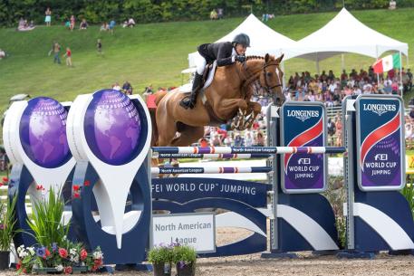  Schuyler Riley (USA) and Dobra de Porceyo, Longines FEI World Cup™ Jumping North American League qualifier at Bromont International
