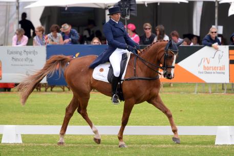New South Wales rider and trainer, Christine Bates is certainly no outsider and with Adelaide Hill holds third place,after Dressage on Friday.
