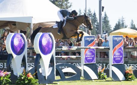 Jamie Barge (USA) Luebbo place third in the Longines FEI World Cup™ Jumping North American League, at Thunderbird Show Park, in Langley B.C. Canada, August 27, 2017. 