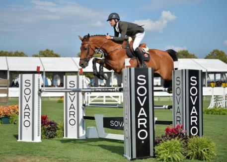 Daniel Bluman (ISR) and Bacara d'Archonfosse took the $40,000 SOVARO FEI Speed Stake at the Hampton Classic.