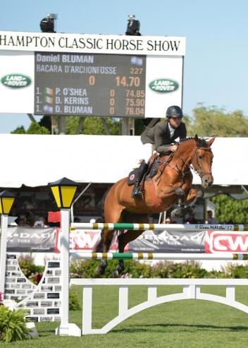 Daniel Bluman and Bacara d'Archonfosse won the $86,000 Douglas Elliman Grand Prix Qualifier at the Hampton Classic.