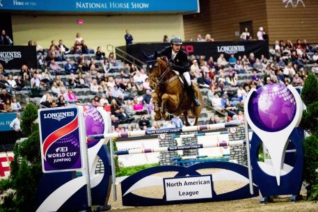 Ireland’s Denis Lynch and RMF Echo flying high as they capture a take top class win at the Longines FEI World Cup™ Jumping in Lexington (USA) overnight.