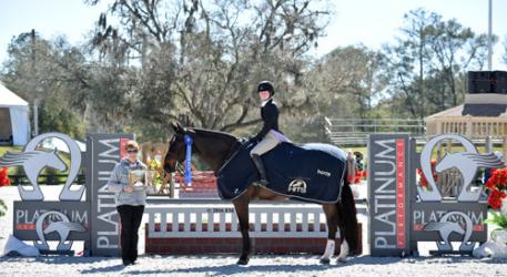 Elizabeth Bailey and Acido 7 winning the ,500 Platinum Performance Hunter Prix. 