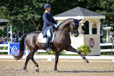 Endel Ots earned the Reserve Champion title in the Developing Prix St. Georges aboard Lucky Strike at the Markel/United States Equestrian Federation (USEF) Young and Developing Dressage Horse National Championships at the Lamplight Equestrian Center in Wayne, Illinois