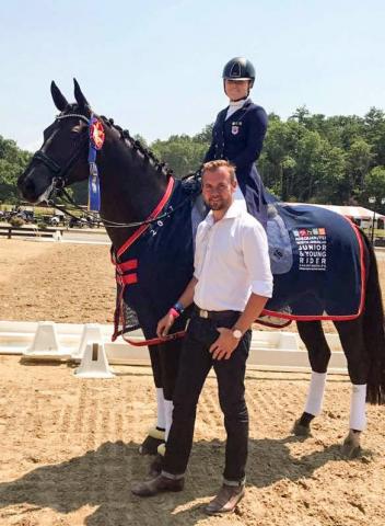 Endel Ots and student Bebe Davis, who won the individual gold medal at the Adequan/FEI North American Junior & Young Rider Dressage Championships (NAJRYC) this year in Saugerties, New York