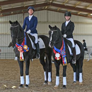 Melissa Rogers (L) and Kristine Hegglin (R) shared CDS Horse of the Year and Great American/USDF Region 7 Fourth Level Adult Amateur honors at the 50th Anniversary CDS Championship Show.