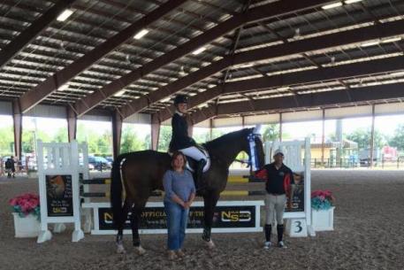 Francesca Damasceno and Watermill Time earn top honors in the ,500 M&S Child Adult Classic at ESP Spring IV. 
