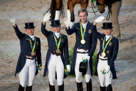 Team Germany, Werth Isabell, Schneider Dorothee, Rothenberger Sonke, Broring-Sprehe Kristina, GER Olympic Games Rio 2016