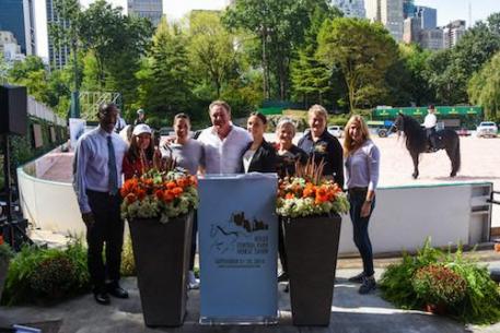 IEG's Mark Bellissimo (center) with (L to R): Police Athletic League Executive Director Frederick Watts, Jennifer Paldino of Mini Horse Heroes, Charlotte Dujardin, Georgina Bloomberg, Gallop NYC Executive Director Alicia Kershaw and Board Chair Suzy Marquard, and Katherine Bellissimo.