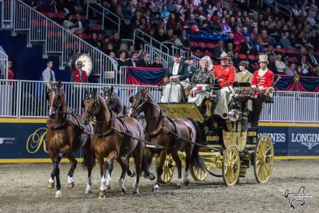 Mr. and Mrs. Harvey Waller of Stockbridge, MA, won the Green Meadows Four-In-Hand Coaching Appointments class for the second year in a row on Friday, November 10, at the Royal Horse Show in Toronto, ON. 