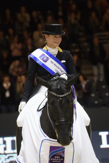 Germany’s Isabell Werth and Weihegold Old are now top of the world Dressage rankings thanks to their stellar win at last week’s FEI World Cup™ Dressage in Lyon (FRA), where Werth produced a personal-best Freestyle score of 90.09. (Richard Juilliart/FEI)  