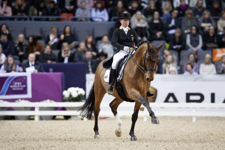 Germany’s Isabell Werth strutted to her fifth victory in the FEI World Cup™ Dressage 2017 Western European League in Gothenburg, Sweden today riding Emilio