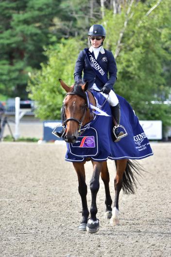 Canadian Isabelle Lapierre rides Cescha M to victory at the Longines FEI World Cupª Jumping qualifier in Bromont (CAN)