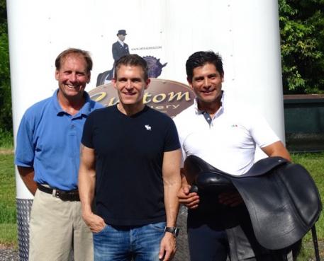 Custom Saddlery Most Valuable Rider (MVR) Jaime Amian (right), with President of Custom Saddlery Cary Wallace (middle), and Custom Saddlery fitter Frank Tobias (left)