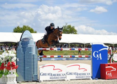 Lauren Hough and Ohlala on their way to a Great American  Million Grand Prix win.