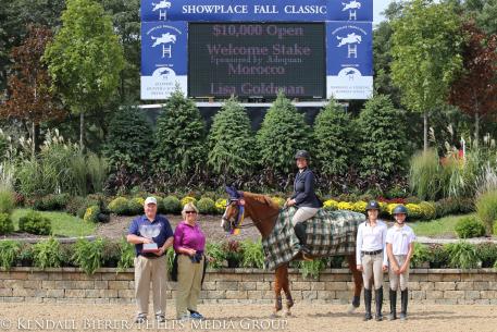 Lisa Goldman and Morocco win the 0,000 Open Welcome Stake, sponsored by Adequan, during the Showplace Fall Classic Championship. 