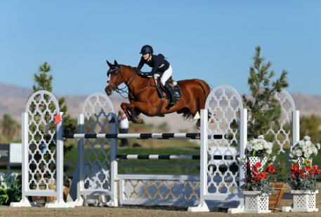 Lucy Davis and Barron on their way to a $350,000 Sunshine Grand Prix FEI CSI-5* win at National Sunshine Series II in Thermal, CA. 