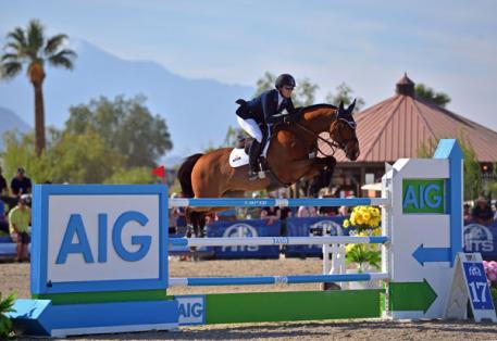 Mandy Porter and Milano on their way to a AIG  Million Grand Prix win.