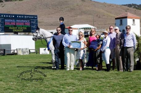 Mandy Porter celebrates the win with family, friends and representatives from  Davidson Communities and Blenheim EquiSports