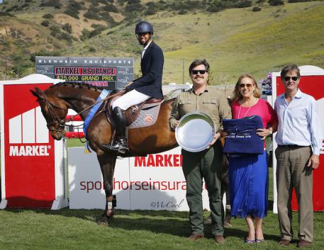 Nayel Nassar and Acita, with Markel Insurance's Brandon Seger and Melissa Brandes  and Robert Ridland of Blenheim EquiSports
