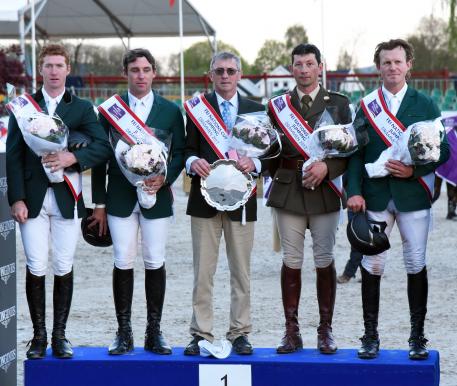 Winners Ireland,Alexander Butler,Mark McCauley,Chef d'Equipe Michael Blake,Captain Geoff Curran,and cameron Hanley.