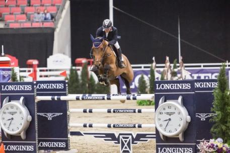 Samuel Parot of Chile and Atlantis winners of the Longines FEI World Cup™ Jumping Calgary