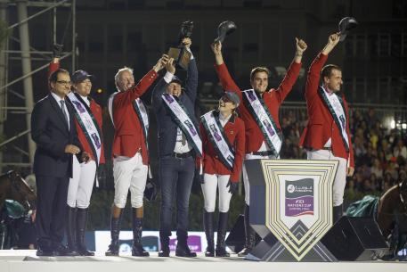Team Belgium topped the podium at the Furusiyya FEI Nations Cup™ Jumping Final in Barcelona (ESP)