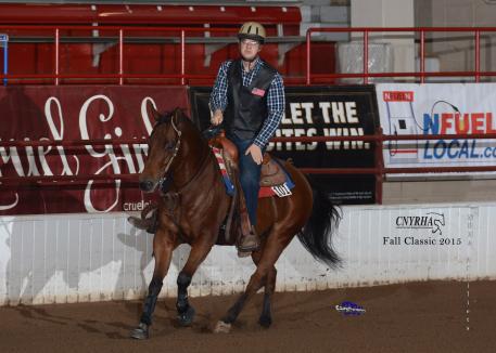 Cole Jacobs on his own Ruf N Loaded scores the win in first day's CNYRHA Para-reining class. 
