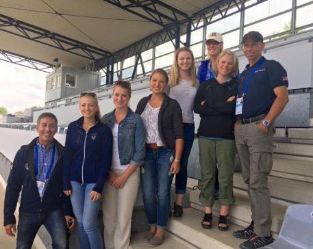 Rachel Chowanec, Emily Gill, Rebekah Mingari,Lillian Simons, Charlotte Bredahl and Jen Verharen with Robert Dover and Steffen Peters