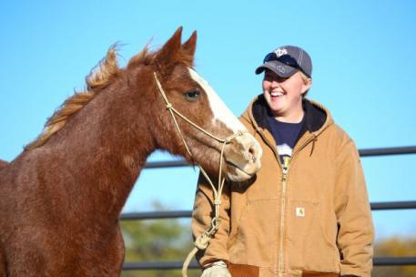 Becky Shady and Ruby, a horse that prior to working with Ray had never been handled.
