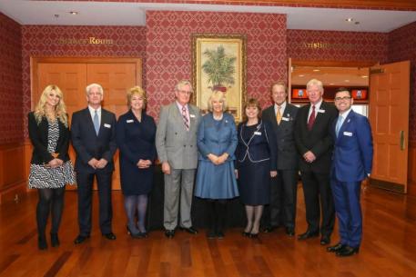 Tatjana Trposka, Media and Communications Manager, Brooke International; John Nicholson, board of directors, Brooke USA; Cindy Rullman, Fundraising Development Manager, Brooke USA ; Dr. David Jones, Chairman, Brooke USA; HRH The Duchess of Cornwall; Petra Ingram, CEO, Brooke International; Richard Britten-Long, board of directors, Brooke International; Sir David Madden, board of directors, Brooke International and Brooke USA; Brendon Elliott, Head of International Fundraising, Brooke International.